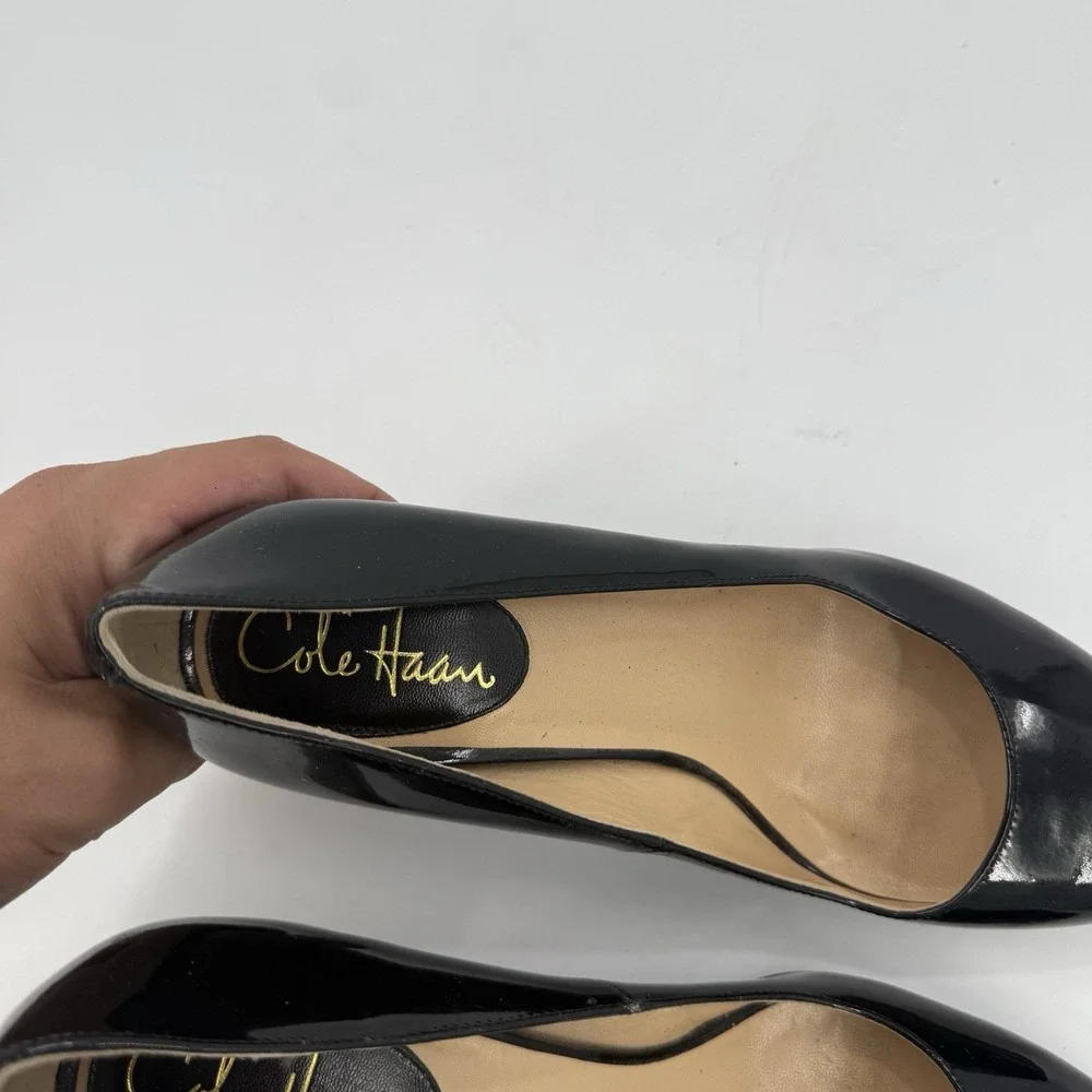 Cole Haan Women's 8B Black Patent Leather Platform Pumps Heels